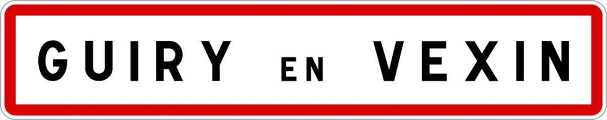 Obraz premium Panneau entrée ville agglomération Guiry-en-Vexin / Town entrance sign Guiry-en-Vexin