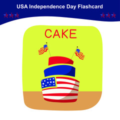 American Independence Day Flashcards. Cute 4th July flashcards. Educational printable game cards. Vector illustration.