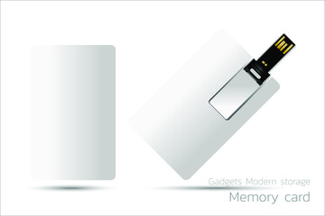 USB flash card empty template for corporate identity with flat color style.