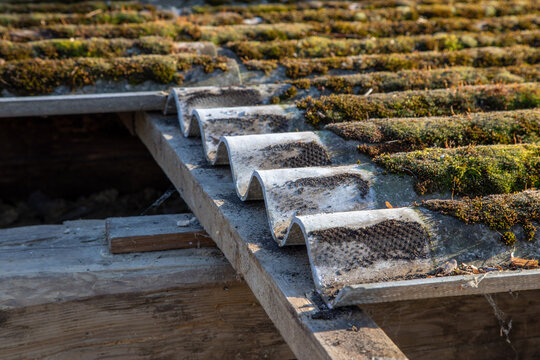Asbestplatten auf deinem alten Dach werden abgenommen und dem Sondermüll zugeführt
