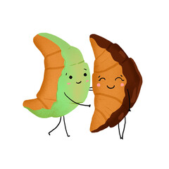 couple of cute croissants illustration