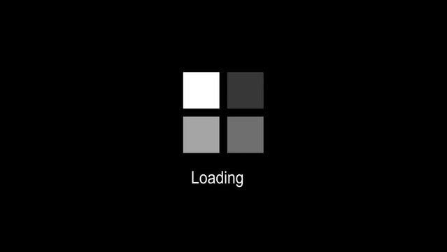 Loading rectangle icon animation on black background. 4K clip with alpha channel.