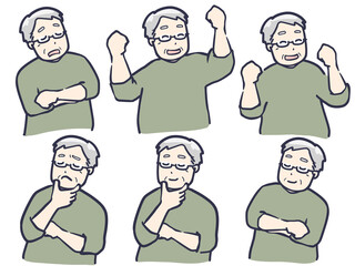 元気なシニア男性のいろいろなポーズセット