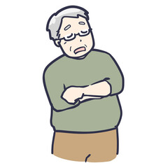 Obraz premium 嘆くシニア男性のイラスト