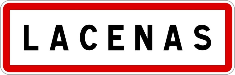Panneau entrée ville agglomération Lacenas / Town entrance sign Lacenas