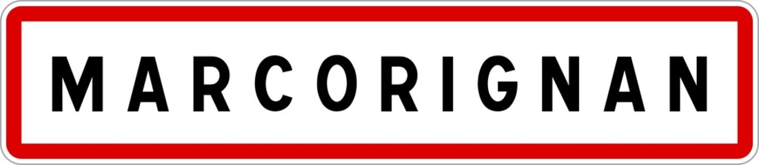 Panneau entrée ville agglomération Marcorignan / Town entrance sign Marcorignan