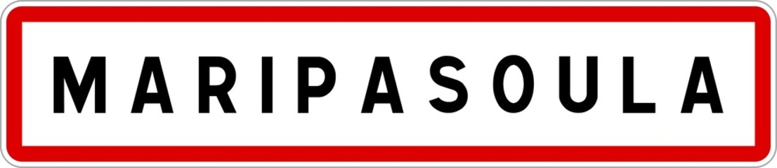 Panneau entrée ville agglomération Maripasoula / Town entrance sign Maripasoula