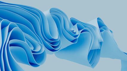 Abstract blue fashion background. Curvy layers wallpaper. 3d rendering