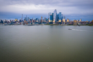 Obraz premium Aerial Drone of Weehawken New Jersey