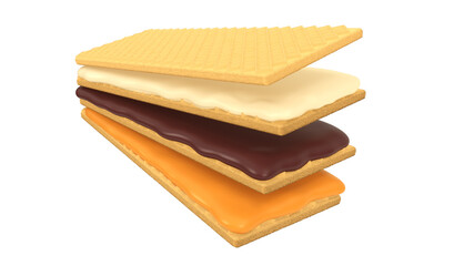 Wafers with many flavors,3d rendering with Clipping path.