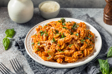 Homemade Italian Cascatelli Pasta with Tomato Sauce