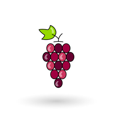 Grapes flat icon. Vector illustration icon for mobile, web and menu design. Food concept