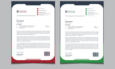 Simple new unique abstract minimal clean company creative corporate red and green colors professional modern business style letterhead template design.