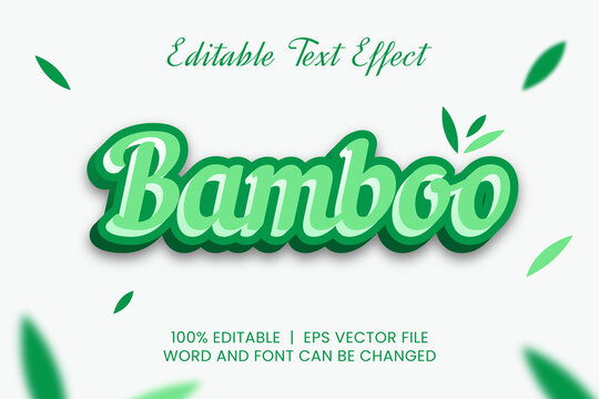 Green bamboo 3d editable text effect template