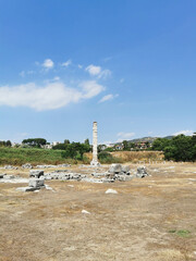 Obraz premium One of the seven wonders of ancient world ruins of Artemis temple in the district of Ephesus. Selcuk, Turkey.