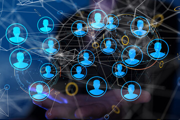 Abstract technology group and data 3d