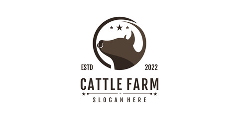 Cattle farm logo design with creative concept Premium Vector