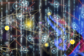 Neural network 3D illustration. Big data and cybersecurity