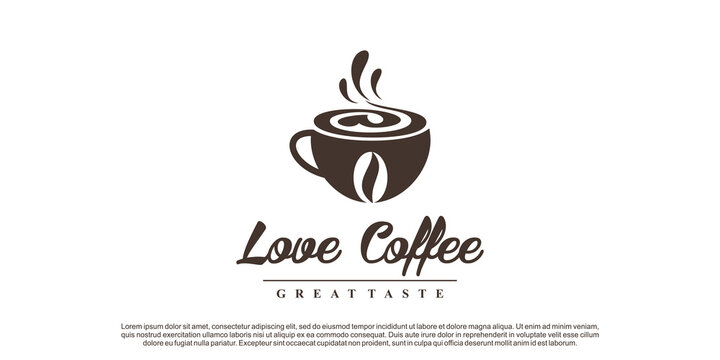 Coffe logo design with love element concept Premium Vector