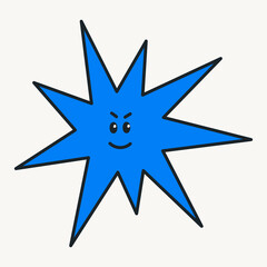 Obraz premium Cartoon vector funny cute blue star Comic character.
