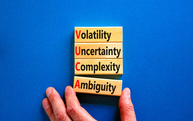VUCA volatility uncertainty complexity ambiguity symbol. Concept words VUCA volatility uncertainty...