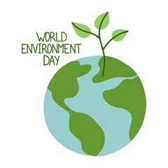 Hand Draw World Environment Day On White Background. Vector Illustration.