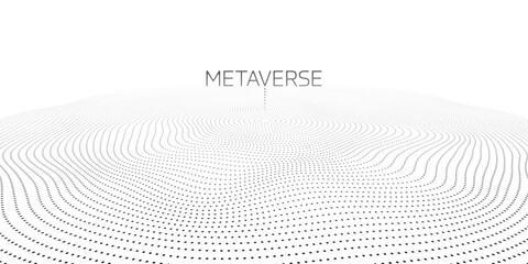 Metaverse world map globe black dots pattern wavy isolated on white background in concept Metaverse, virtual reality, augmented reality and blockchain technology.