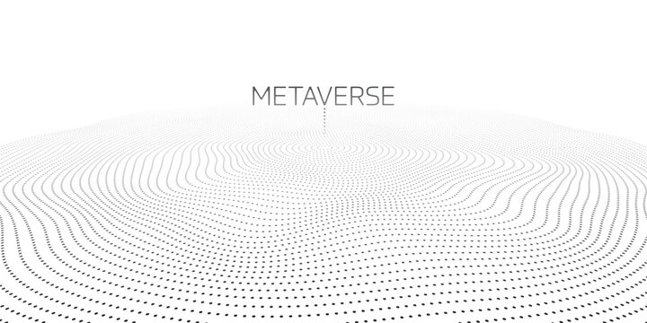 Metaverse world map globe black dots pattern wavy isolated on white background in concept Metaverse, virtual reality, augmented reality and blockchain technology.