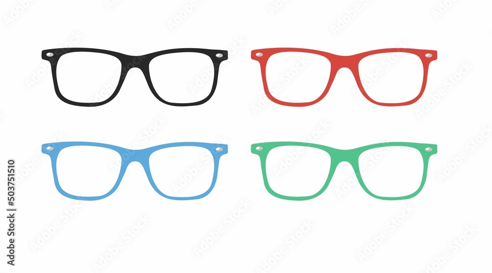 Wall mural different color glasses frames. vector isolated set of glasses icons