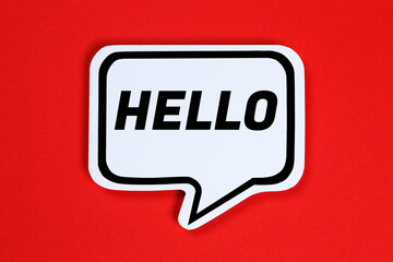Hello speech bubble communication concept talking saying