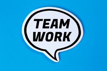 Teamwork team speech bubble communication concept talking saying