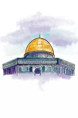Naklejka premium Jerusalem illustration ,drawing ,water color ,logo,symbol.