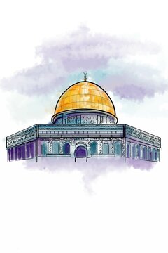 Jerusalem illustration ,drawing ,water color ,logo,symbol.
