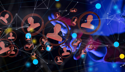 Neural network concept. Connected cells with links. .