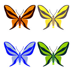 Fototapeta na wymiar Vector collection, colorful butterfly insects. Decorative design. Isometric, flat style.