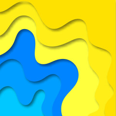 Abstract vector background. paper cut. Yellow blue banner. eps 10