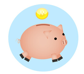 Piggy bank for bitcoin. Beautiful illustration of a piggy bank for the accumulation of finances.