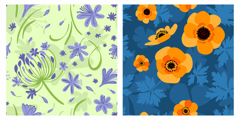 Seamless summer blue flower cute pattern