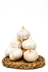Garlic on white background