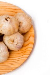 Garlic on white background