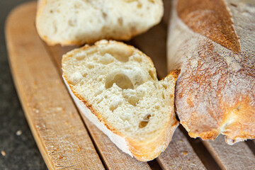 baguette bread seeds french fresh meal food snack on the table copy space food background rustic top view