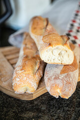 baguette bread seeds french fresh meal food snack on the table copy space food background rustic top view