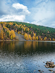 mountainous autumn river bank in the Urals