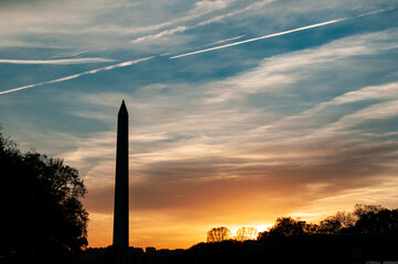 Washington memorial sunset