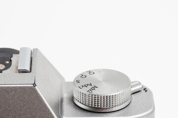 photo camera close-up on a white background.