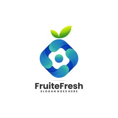 Vector Logo Illustration Fruit Fresh Gradient Colorful Style