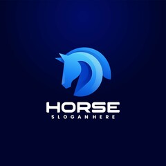 Vector Logo Illustration Horse Gradient Colorful Style