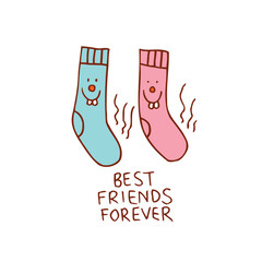 Best Friends Forever - funny smelly pair of mismatched socks characters