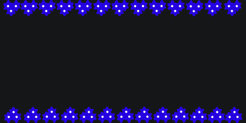 black background and blue flowers border frame