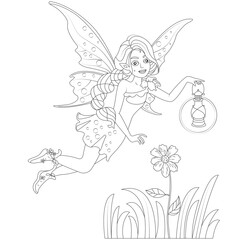 Funny fairy coloring page for childrren
